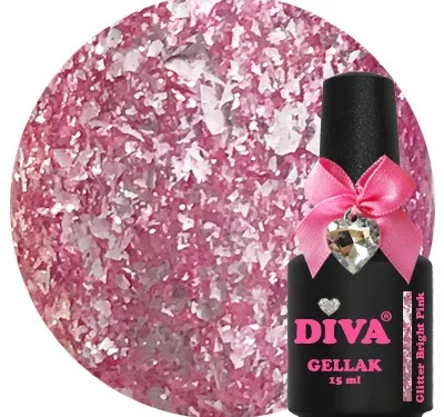 DIVA Gellak Glitter Bright Pink 15ml