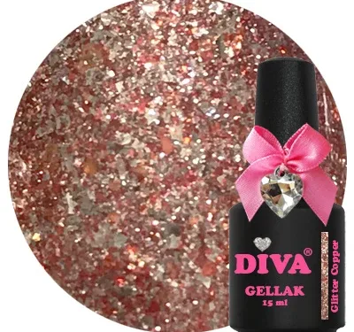 DIVA Gellak Glitter Copper 15 ml