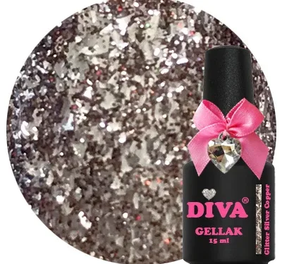 DIVA Gellak Glitter Silver Copper 15ml