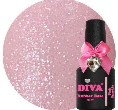 Diva rubber base coat pink sparkle delicia salon