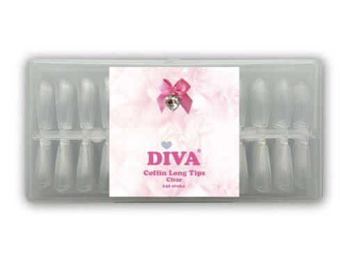 Diva Press-On Tips pearl white Coffin Long