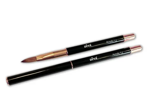 DIVA Exclusive Kolinsky Acryl Penseel Rose Gold met dop #12 Black