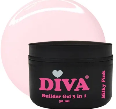 Diva builder gel low heat milky pink 30 m