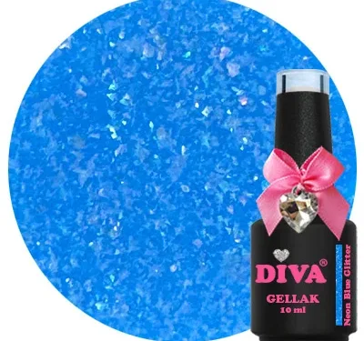 DIVA Gellak Neon Blue Glitter 10 ml