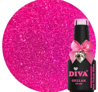 DIVA Gellak Neon fuchsia Glitter 10 ml