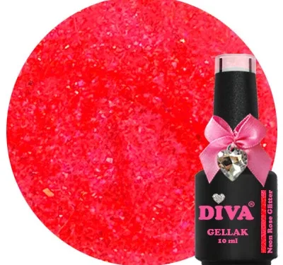 DIVA Gellak Neon rose Glitter 10 ml